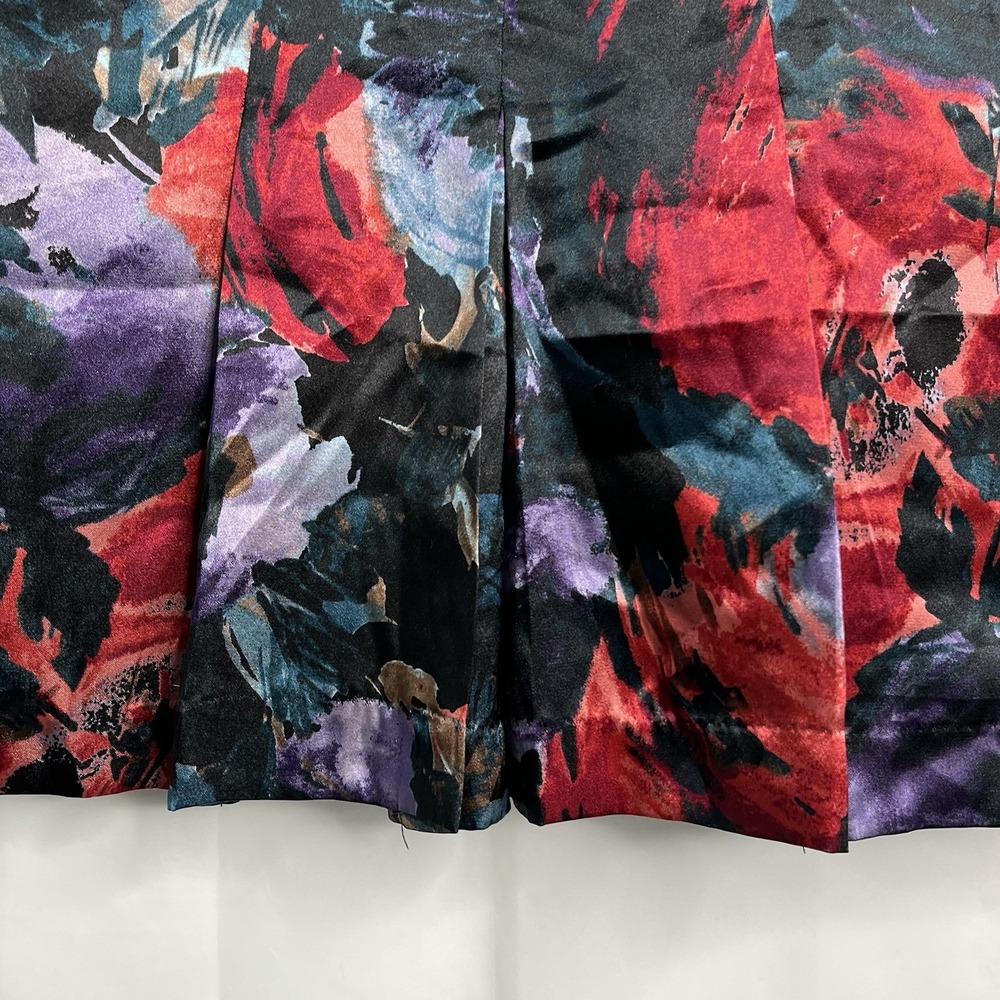 Jaclyn Black Red FLORAL Skirt 14 Marilyn Monroe Sexy Secretary Kick Pleat Artsy - Picture 8 of 16